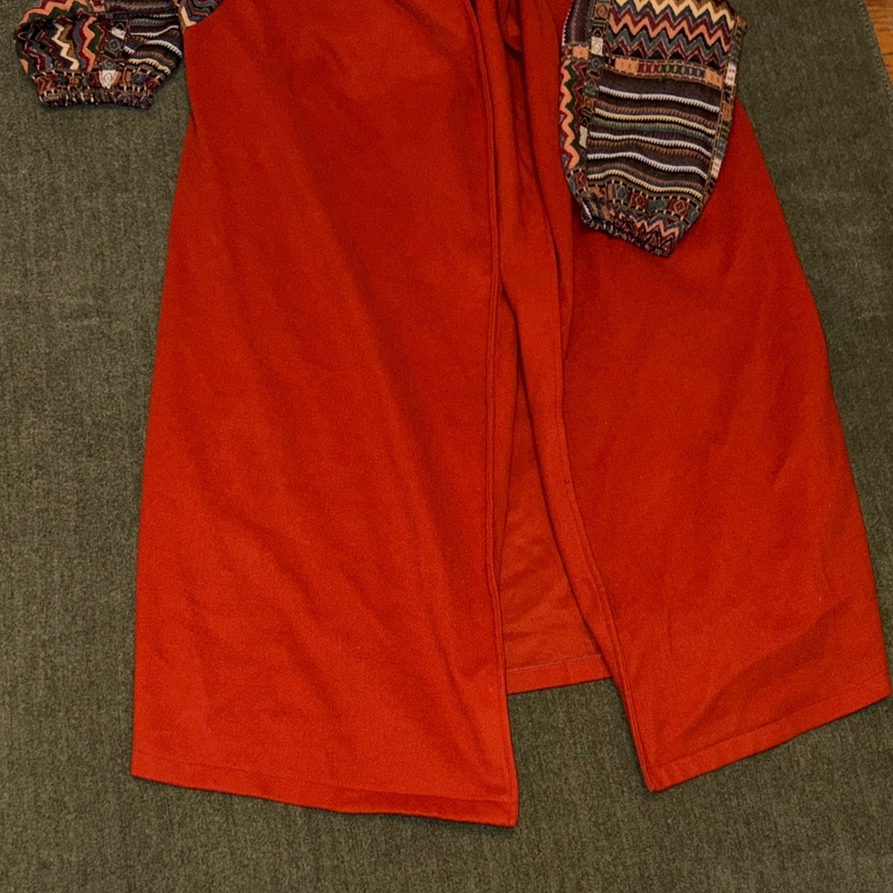 Rust Orange jacket with Patterned Sleeves - Picture 2 of 6